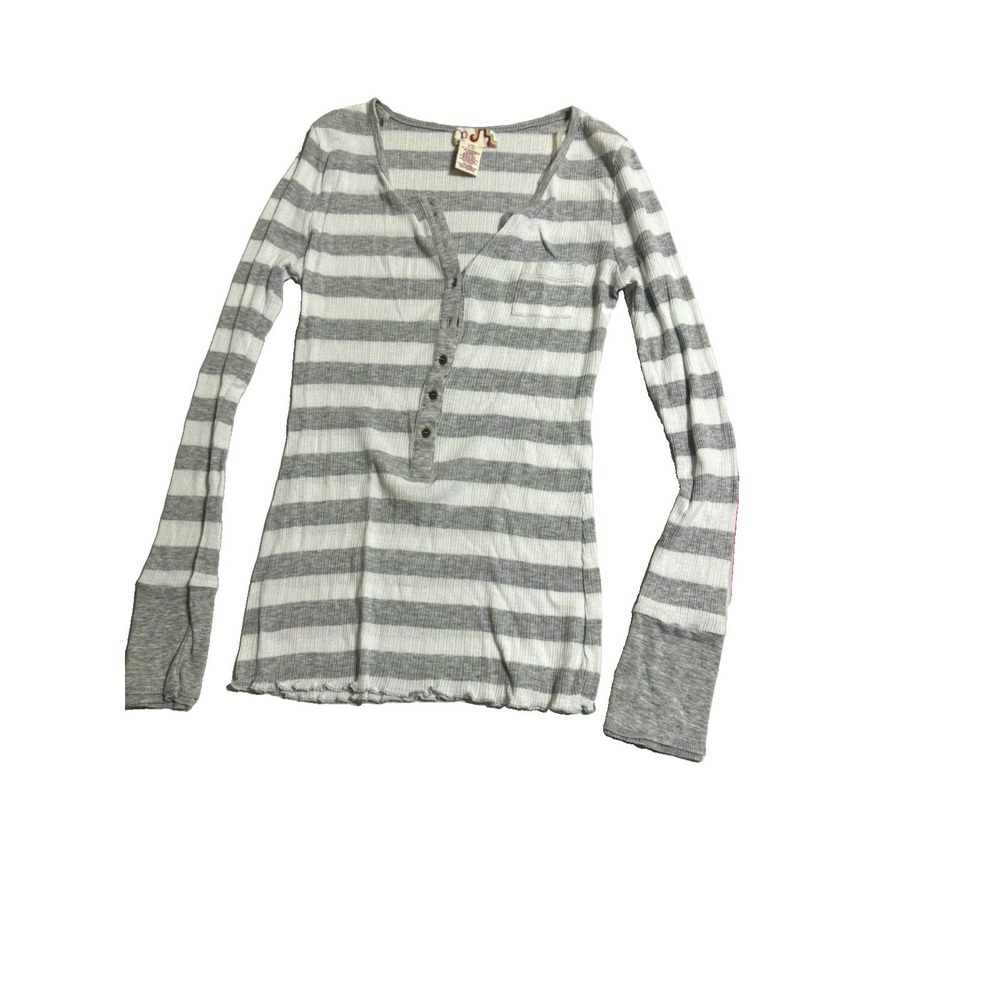 Pink Republic Women's Ribbed Striped V-Neck Sweater Size L Black White Long Slee